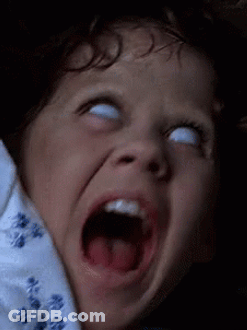 Exorcist Linda Blair Shouting Possessed GIF