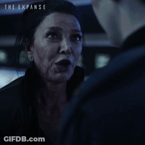 Expanse Ad Woman Talking To Man Says Focus And Get Me What I Need GIF