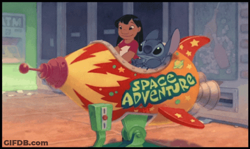 Experiment 626 Stitch And Lilo Riding Space Shuttle GIF