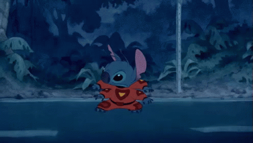 Experiment 626 Stitch Sneaking In Rain GIF