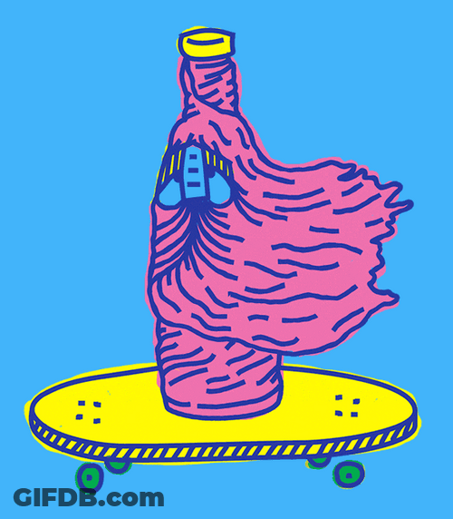 Expressive Bottle Skateboard Art GIF