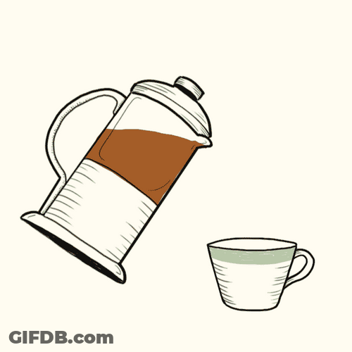 Expressive Cartoon Art Pouring Coffee GIF