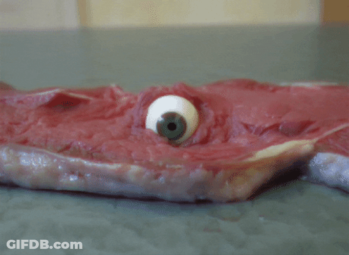 Eyeball Rolling On Steak GIF