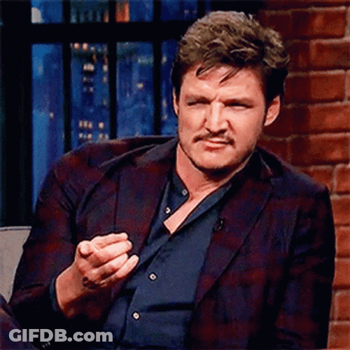 Eyebrows Up Pedro Pascal Eating Sandwich GIF