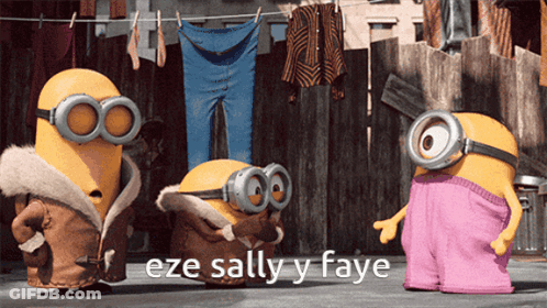 Eze Sally Y Faye Written On Three Minions GIF