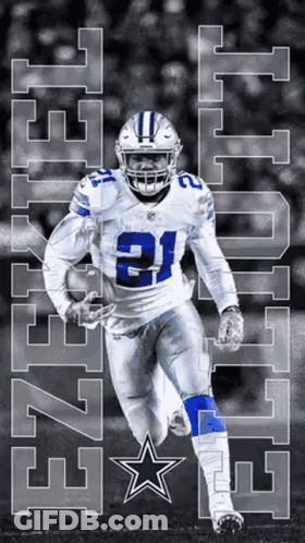 Ezekiel Elliott Running With Football GIF