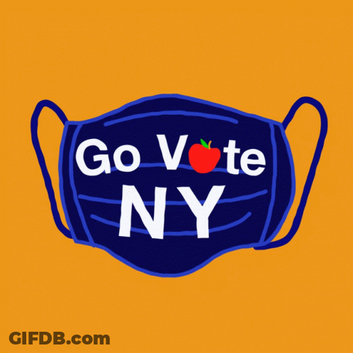 Face Mask Saying Go Vote NY With Apple GIF