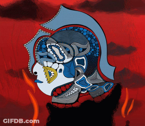 Face With Blue Helmet GIF