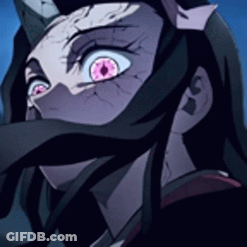 Face With Pink Eyes And Black Mask GIF