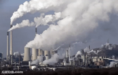 Factory Chimneys Smoking GIF