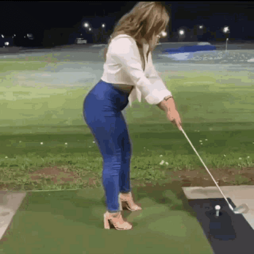 Fail Golf Swing Girl GIF