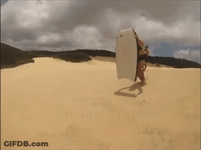 Fail Sandboarding Girl GIF