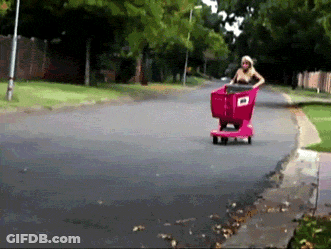 Fail Shopping Cart Girl GIF