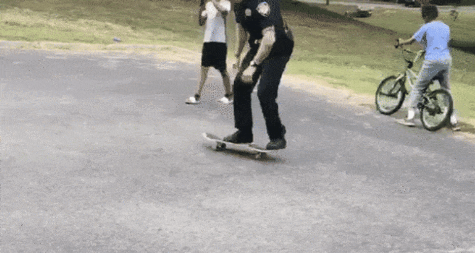 Fail Skateboard Trick Cop GIF