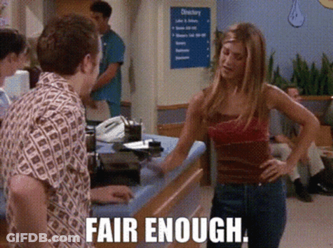 Fair Enough Rachel Green GIF
