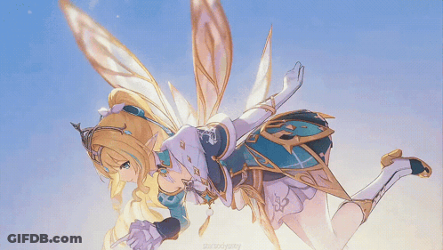 Fairy Flying In Blue Sky With Word Fairy GIF