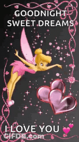 Fairy Flying With Hearts Saying Goodnight GIF