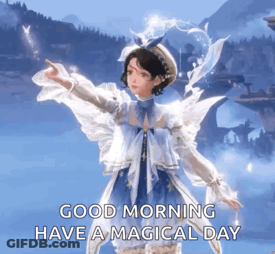 Fairy Girl Holding Wand Saying Good Morning GIF