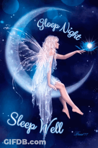 Fairy Sitting On Crescent Moon Sleep Well GIF