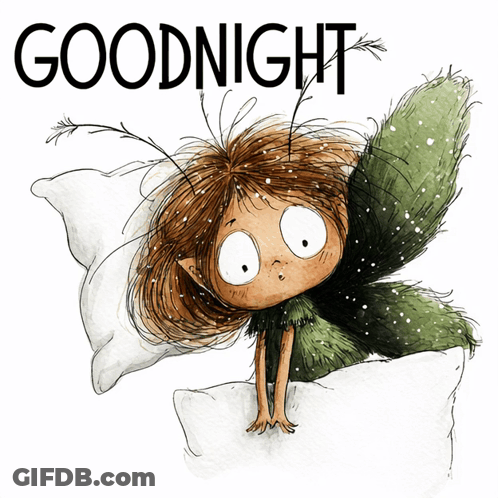 Fairy Sitting On Pillow Saying Goodnight GIF