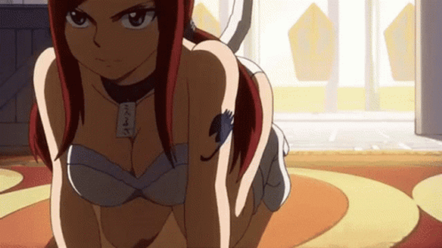 Fairy Tail Bunny Erza Scarlet Arms Crossed GIF