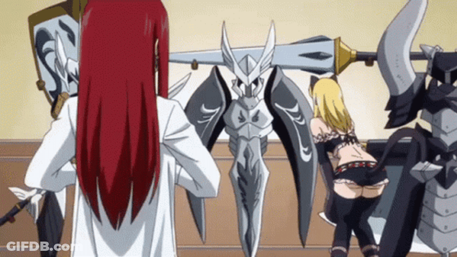 Fairy Tail Erza Scalet Taking Off Clothes GIF