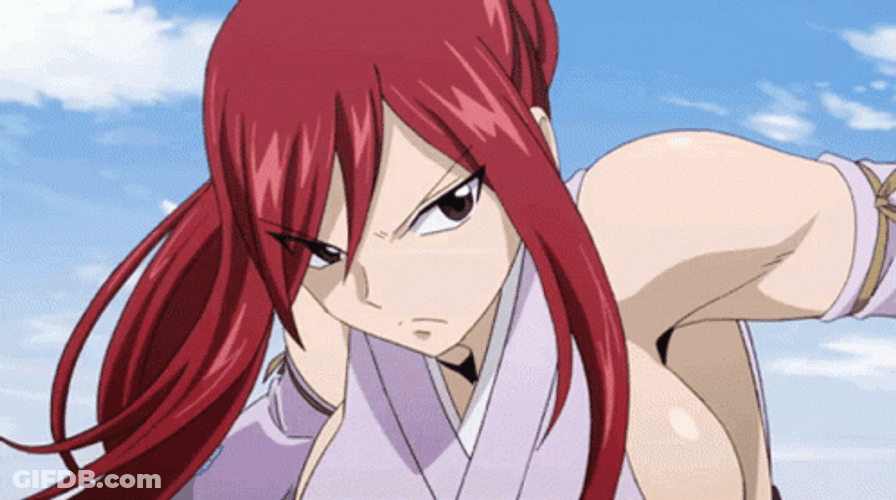 Fairy Tail Erza Scarlet Purple Kimono Armor GIF