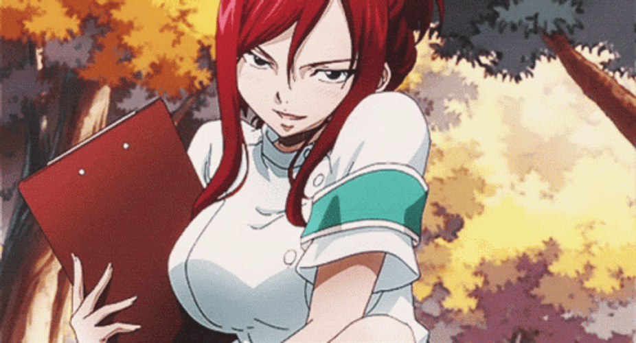 Fairy Tail Erza Scarlet Wearing Nurse Costume GIF