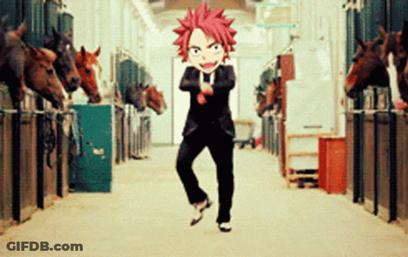 Fairy Tail Funny Natsu Gangnam Style GIF