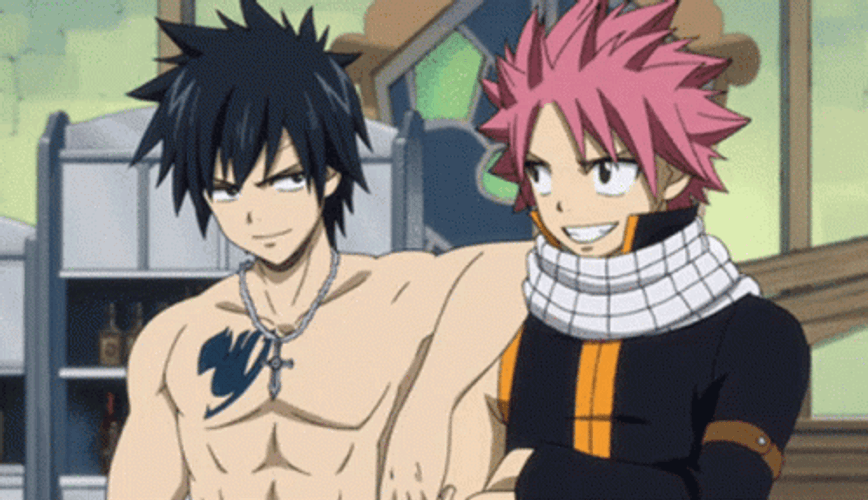 Fairy Tail Natsu Grey Fist Bump GIF
