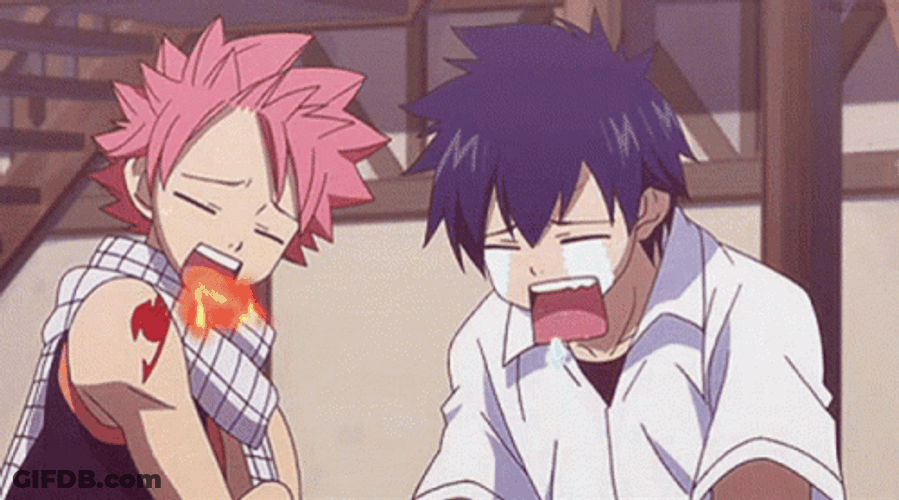 Fairy Tail Natsu & Grey Spicy Reaction GIF