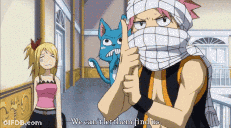 Fairy Tail Natsu & Happy Hiding GIF