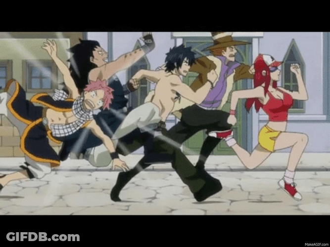 Fairy Tail Squad Running Fast GIF