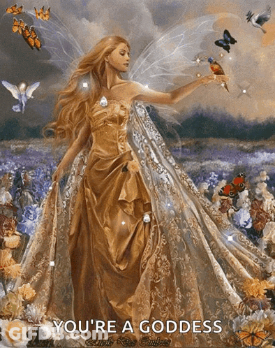 Fairy With Butterflies Saying You're A Goddess GIF