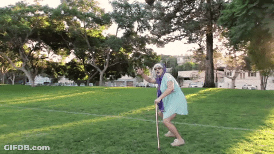 Fake Old Lady Dancing Squat Bounce Move GIF