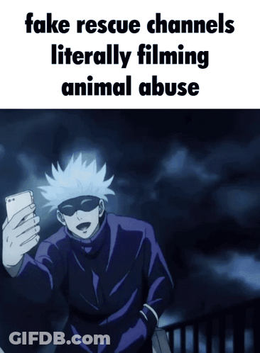 Fake Rescue Channels Literally Filming Animal Abuse With A Man Taking A Selfie GIF