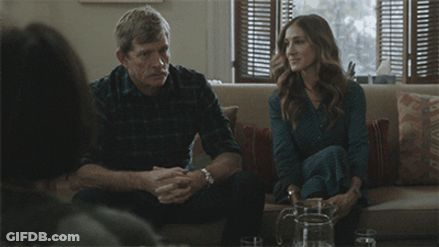 Fake Smile Sarah Jessica Parker Shrug GIF
