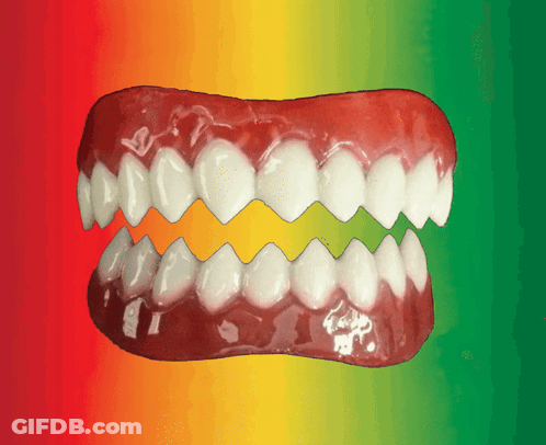 Fake Teeth Rainbow Background GIF