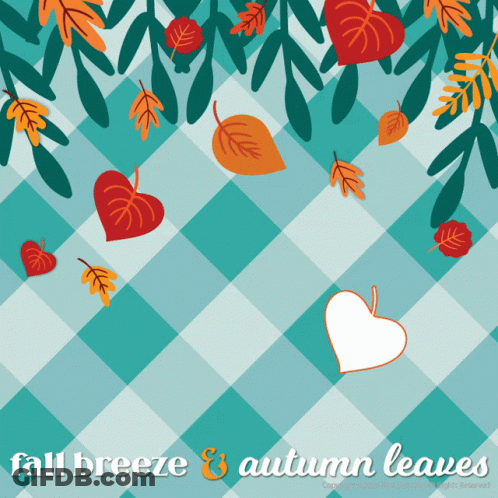 Fall Breeze And Autumn Leaves On Checkered Background GIF