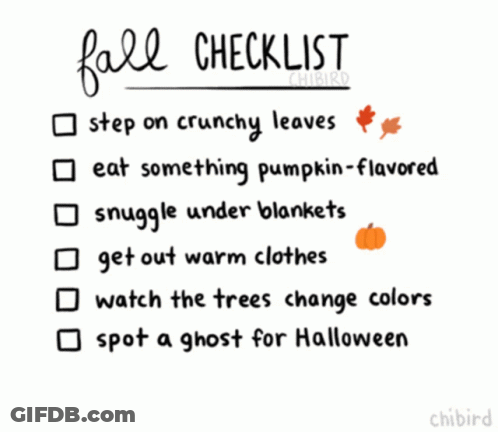 Fall Checklist Chibird Crunchy Leaves Pumpkin-Flavored GIF
