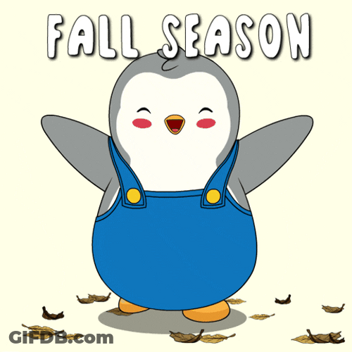 Fall Leaf Season Penguin Spinning Around GIF