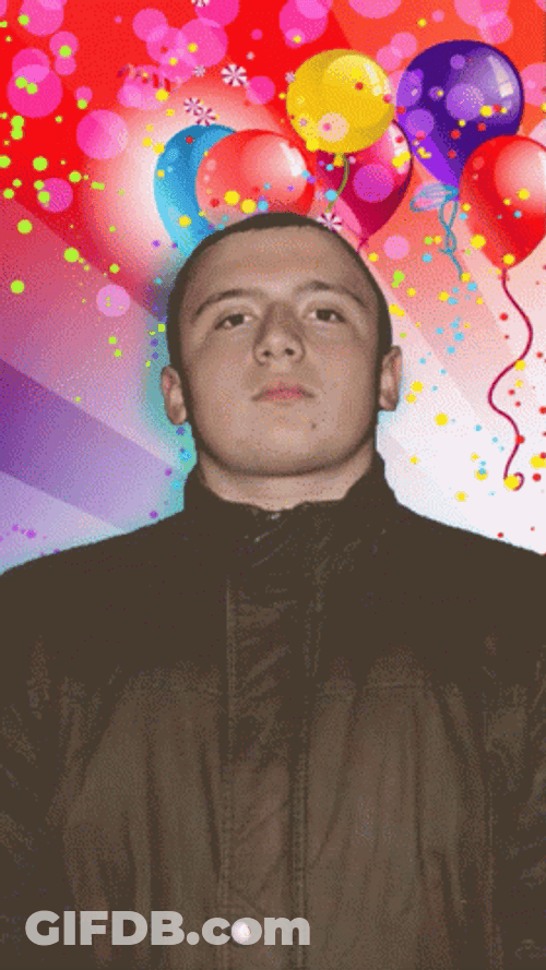 Falling Confetti Floating Balloons GIF
