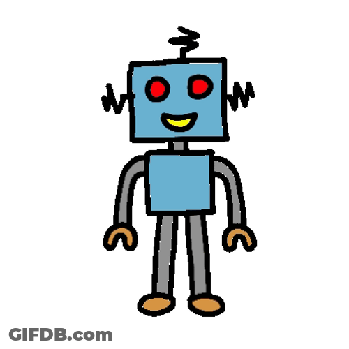 Falling Confetti In Robots Hands GIF