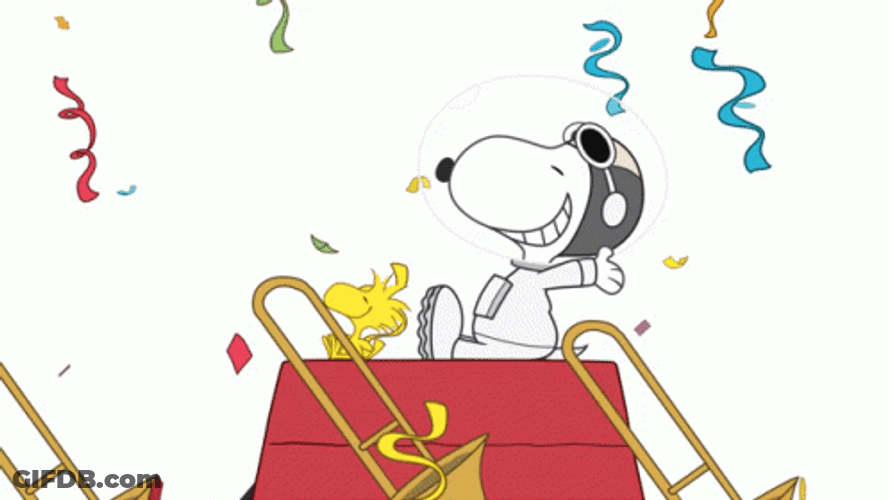 Falling Confetti Snoopy Parade GIF