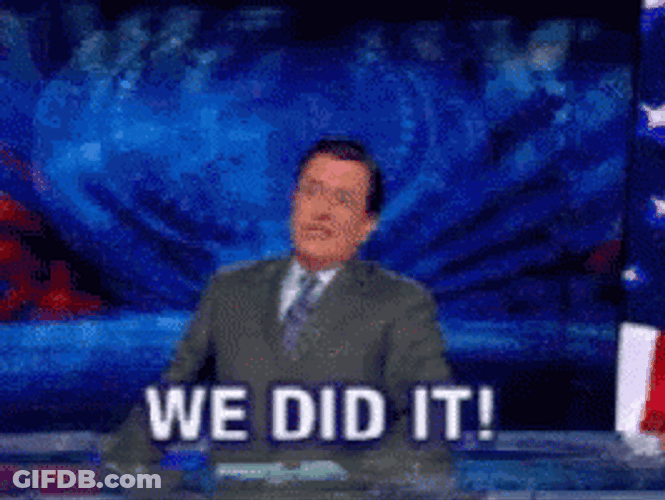Falling Confettis Stephen Colbert We Did It GIF