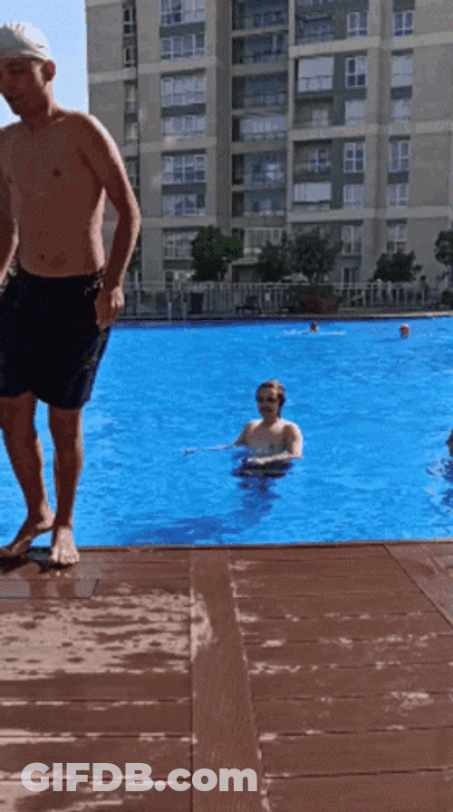 Falling In The Pool Backflip GIF