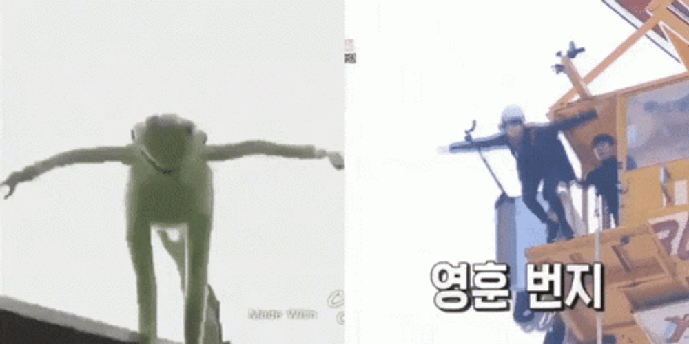 Falling Kermit Split Screen Meme GIF