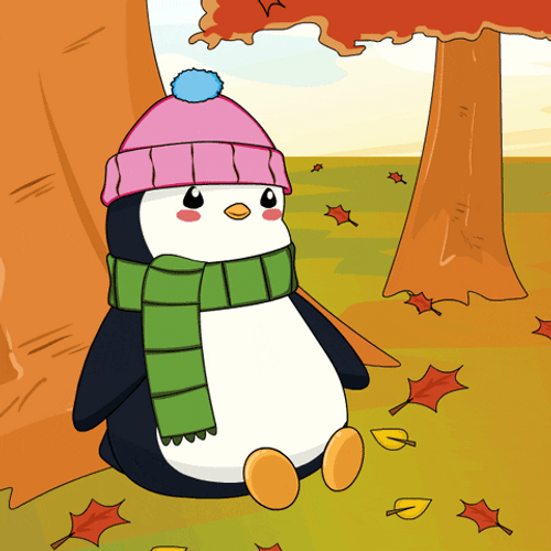 Falling Leaves Penguin Giggle GIF