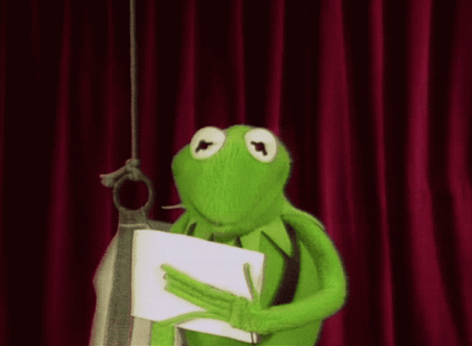 Falling Weights Startled Kermit The Frog GIF