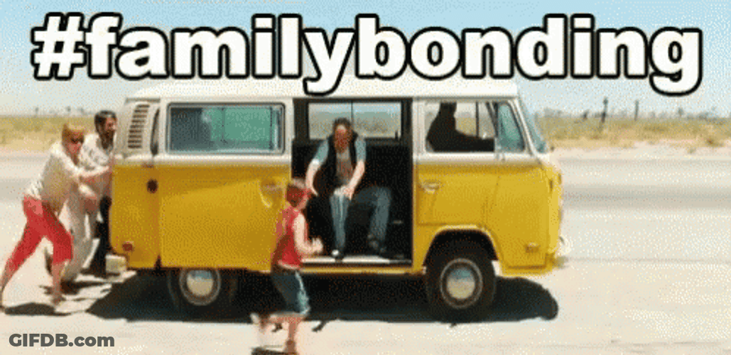 Family Bonding On The Van GIF